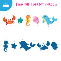 Mini game for children. find the right shade for the sea animal, learning, fun