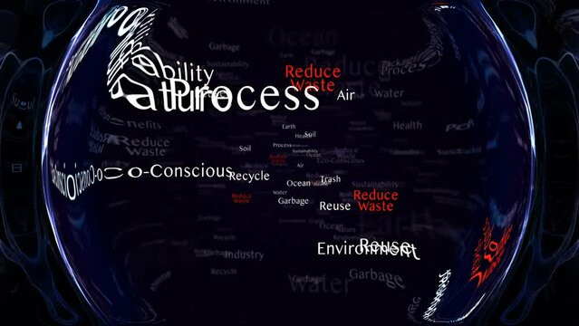 REDUCE WASTE Keywords Animation, Background, Loop, 4k
