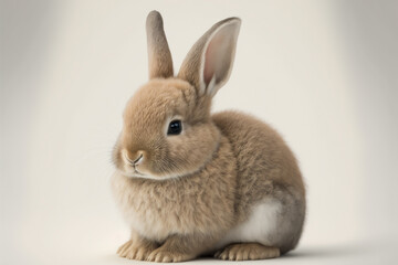 Obraz premium A cute baby rabbit sitting, white background, generative ai
