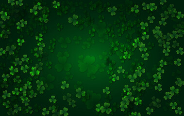 St. Patrick's Day abstract green background decorated with shamrock leaves. Patrick Day pub part