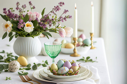Easter table set, Generative AI
