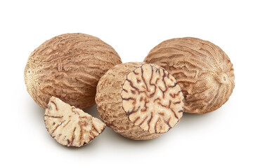 nutmeg isolated on white background with full depth of field.