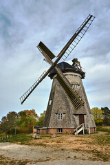 Fototapeta na wymiar Turret windmill in the village of Benz on the island of Usedom