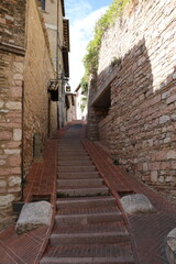 Old narrow alley in Assisi, Umbria Italy