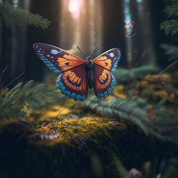 Butterfly In The Woods: A Flutter Of Color In Nature's Haven