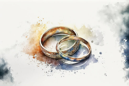 Wedding Rings - Watercolour (Generative Art - AI)