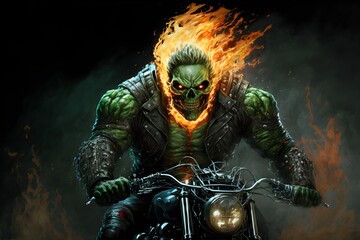 Evil ghost biker on fire