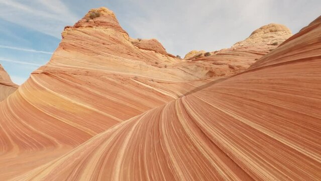 The Wave POV unique sandstone at Coyote Buttes Vermillion Cliffs wilderness Arizona Utah border USA. 
