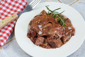 foies de volaille crus dans un plat