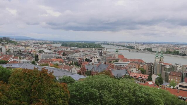 North View of Margit Sziget Island in the Middle of Danube River Cityscape Summer Panorama Budapest Hungary