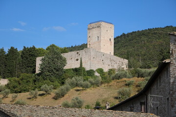 Fototapeta na wymiar Rocca Maggiore fortress ruins in Assisi, Umbria Italy