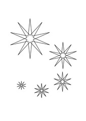fünf sterne unterschiedlicher größe spiralförmig angeordnet

