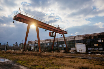 Fototapeta na wymiar Territory of abandoned industrial area waiting for demolition