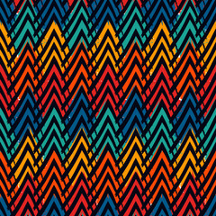 Paint brush zigzag lines. Hand drawn seamless pattern. Jagged stripes motif. Wavy linear ornament. Chevrons wallpaper. Striped backdrop. Geometric digital paper. Ethnic textile print. Tribal design