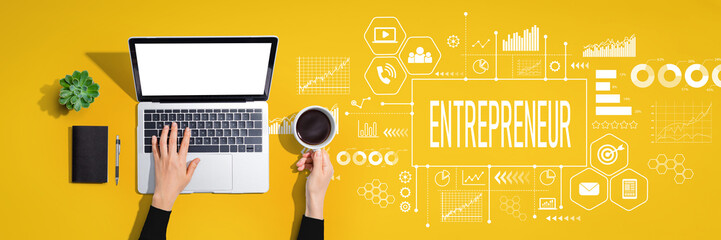 Entrepreneur theme with person using laptop computer