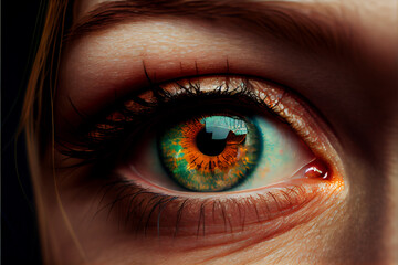 Naklejka premium Colorful eye, Conceptual abstract picture of the eye. Oil painting in colorful colors. Conceptual abstract closeup