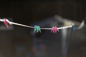 Washing line with pegs