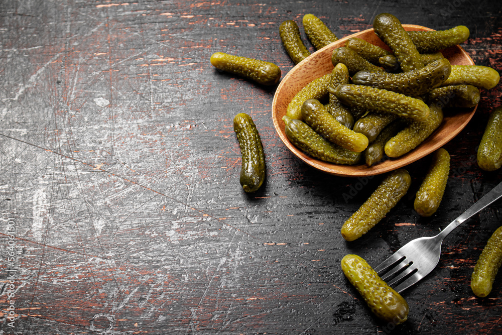 Canvas Prints Homemade pickled cucumber on the table. 