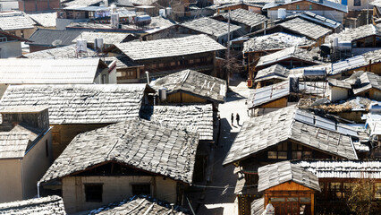Dukezong old town rooftops, Shangri La, Yunnan, China
