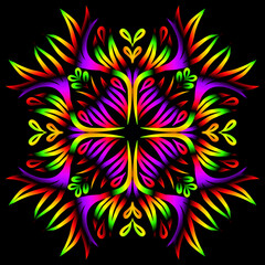 Beautiful colourful gradient line art of indonesian traditional abstract batik dayak ornament for design template elements background 

