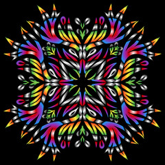 Beautiful colourful gradient line art of indonesian traditional abstract batik dayak ornament for design template elements background 
