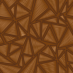 Ethnic Geometric Triangles. Smooth Hand Drawn Stripes. Brown and Gold. Seamless pattern