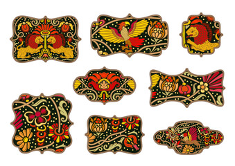 Classical luxury old fashioned royal decoration, historical ornament with lions, griffons and eagle Clip art, set of elements for design Vector illustration.