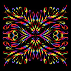 Beautiful colourful gradient line art of indonesian traditional abstract batik dayak ornament for design template elements background 
