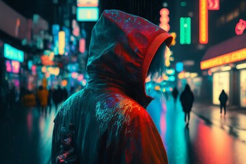 Fototapeta premium Futuristic Night in the Rain - Generative AI, Generative, AI