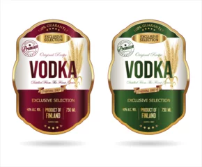 Foto op Plexiglas Labels for vodka with wheat vector stock illustration © totallyout