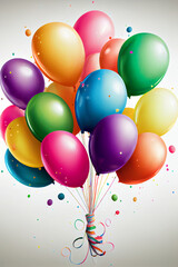 Festlicher Hintergrund mit Luftballons und Konfetti mit auf weißen Hintergrund r - Generative Ai
