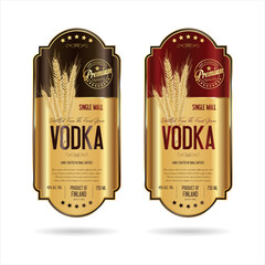 Labels for vodka with wheat vector stock illustration - obrazy, fototapety, plakaty