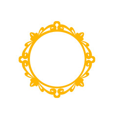 ornate cartoon baroque frame vector illustration. Antique art deco, victorian, rococo style, isolated on white background.