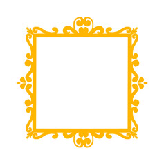 ornate cartoon baroque frame vector illustration. Antique art deco, victorian, rococo style, isolated on white background.