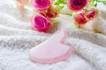 Rose Quartz Gua Sha tool, Facial Lifting Massage Treatment
