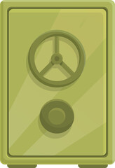 Green deposit box icon cartoon vector. Bank safe. Money storage
