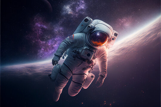  AI Generated Image Of An Astronaut Floating In Space Above The Earth V4