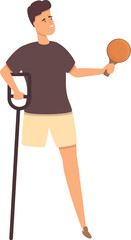 Disabled pingpong sport icon cartoon vector. Disability training. Tennis player