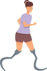 Sport walking icon cartoon vector. Disabled sport. Disabled exercise
