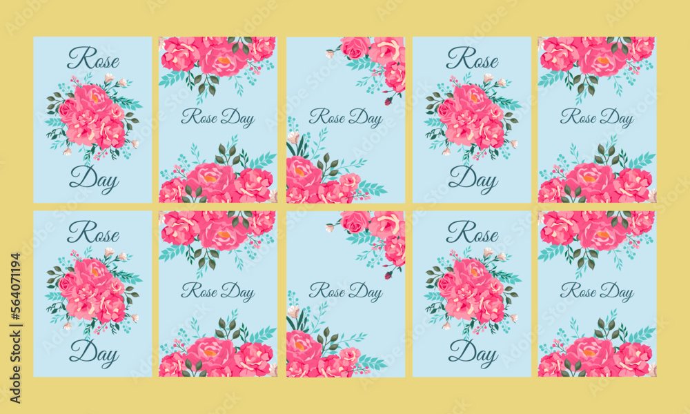 Wall mural rose day greeting social media stories vector flat design