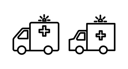 Ambulance icon vector illustration. ambulance truck sign and symbol. ambulance car