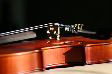 Fototapeta na wymiar Wooden violin body in brown color