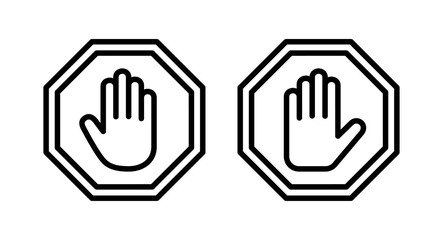 Obraz premium Stop icon vector illustration. stop road sign. hand stop sign and symbol. Do not enter stop red sign with hand