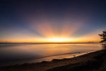 Sunset, lagoon of Rangiroa, French Polynesia