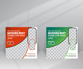 Modern Home Sale Social Media Post, Square Flyer template for Growing Business with Social Media Suitable for Real Estate Agency