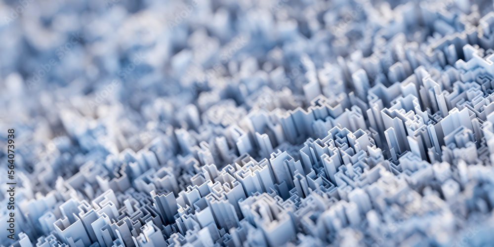 Fototapete Infinite maze mega city: technology and development concepts, original 3d rendering