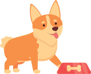 Corgi want to eat icon cartoon vector. Cute dog. Funny pet