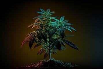 an individual cannabis marijuana Plant. dark lighting, generative ai