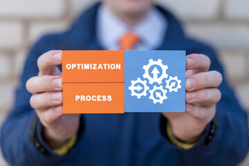 Optimization Process Software System Technology Business concept. All possible movement options....