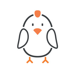 Chicken head icon color. Graphic element for shop, poster or banner. Minimalistic creativity and art. Logo and branding. Animal and bird, fauna and wild life. Cartoon flat vector illustration